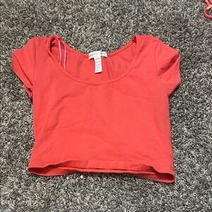 Ambiance Coral Scoop Neck Cropped Tee